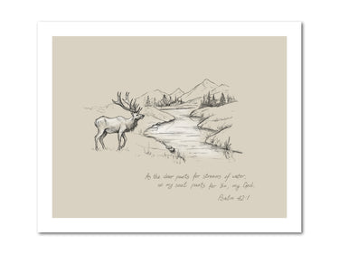 As the deer pants for streams of water so my soul pants for you, my God (Psalm 42:1) Poster Print #2